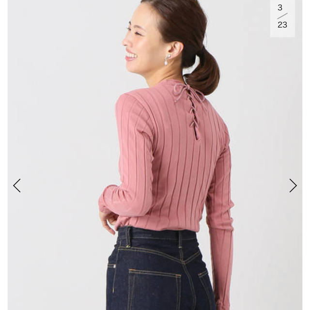 IENA(イエナ)のYOUNGOLSEN BROAD RIB バックレースプルオーバー レディースのトップス(カットソー(長袖/七分))の商品写真