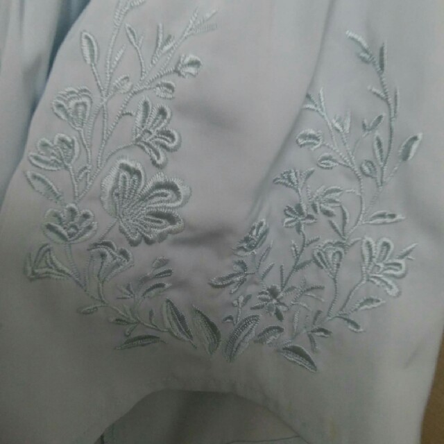 水色　刺繍プルオーバー　バックリボン　春 レディースのトップス(カットソー(半袖/袖なし))の商品写真