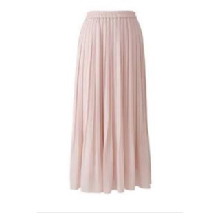 ユニクロ(UNIQLO)のロングプリーツスカート 淡いピンク(ロングスカート)