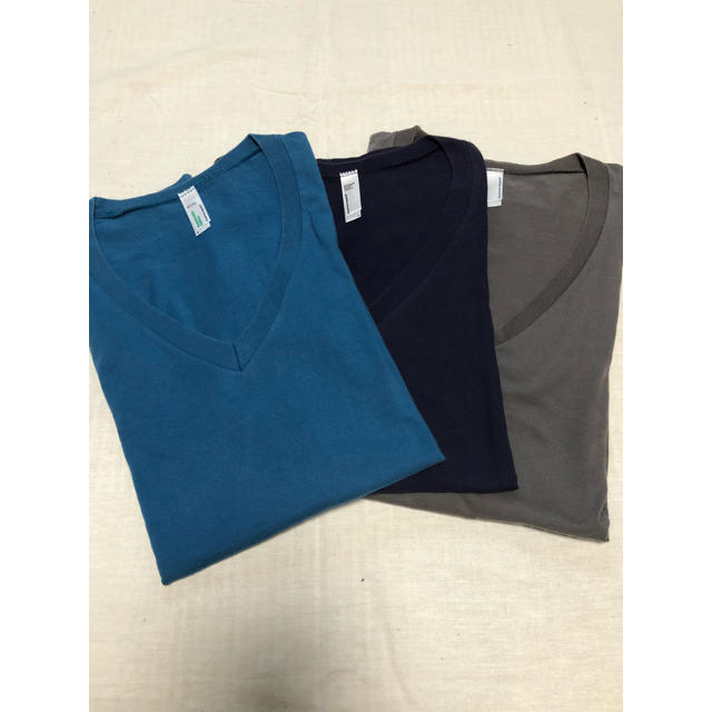 American Apparel(アメリカンアパレル)のアメリカンアパレル Vネックカットソー3色セット メンズのトップス(Tシャツ/カットソー(半袖/袖なし))の商品写真