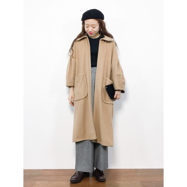 dot and straips ロングコート