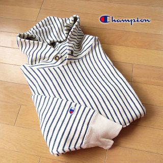 チャンピオン(Champion)の美品 M チャンピオン リバースウィーブ メンズ ストライプパーカー(パーカー)