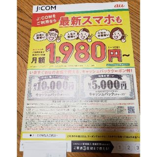 エーユー(au)のjcom　auクーポン　地域指定無し　3回線まで(その他)