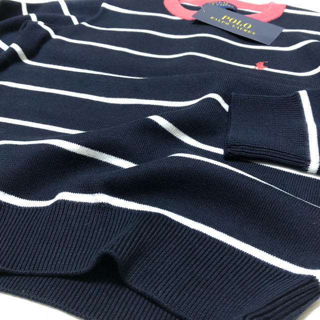 POLO RALPH LAUREN(ポロラルフローレン)の新品 ラルフローレン ストライプド コットン セーター 3T/100 キッズ/ベビー/マタニティのキッズ服男の子用(90cm~)(ニット)の商品写真