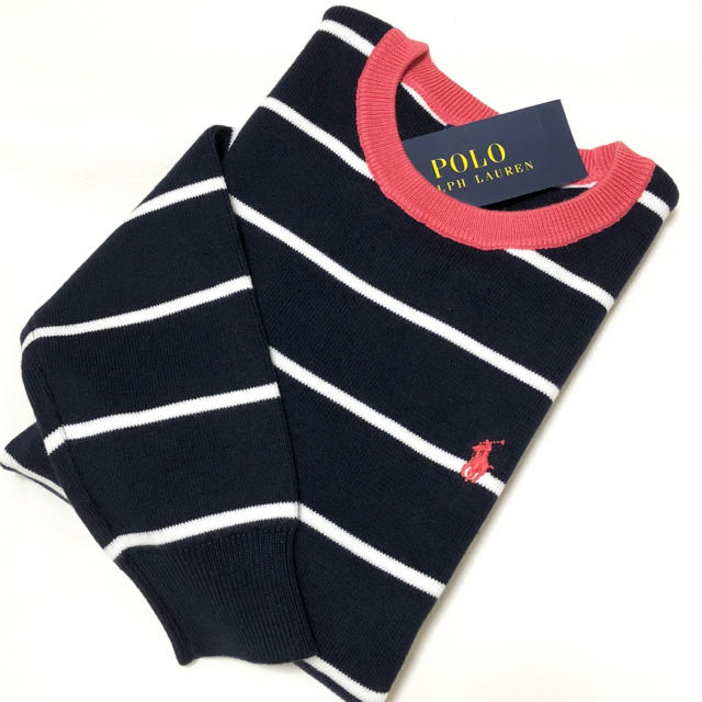 POLO RALPH LAUREN(ポロラルフローレン)の新品 ラルフローレン ストライプド コットン セーター 3T/100 キッズ/ベビー/マタニティのキッズ服男の子用(90cm~)(ニット)の商品写真