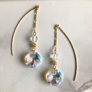 スワロフスキー(SWAROVSKI)の【Swarovski 】ルナフラッシュ×オクタゴン✩*ピアス&イヤリング(ピアス)