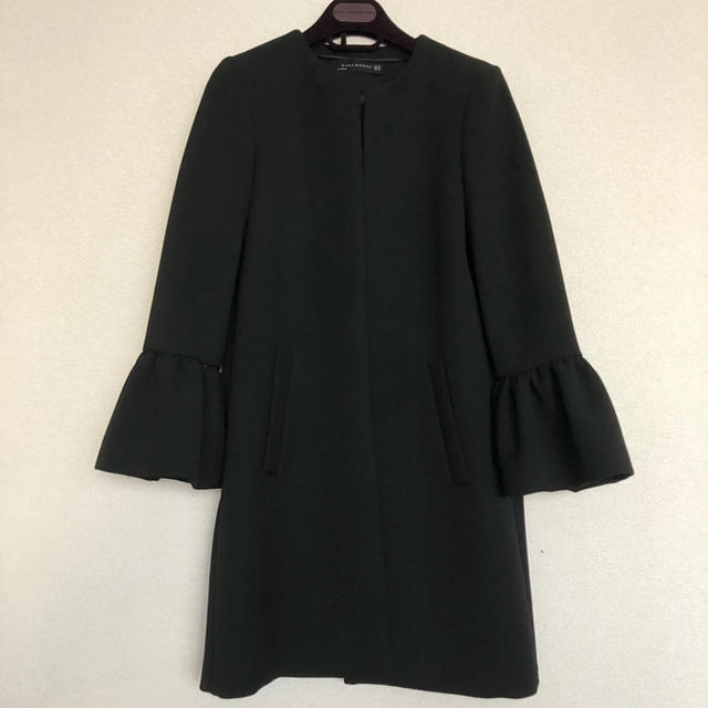 ZARA(ザラ)のザラ 新品 ノーカラー コート ブラック  レディースのジャケット/アウター(ノーカラージャケット)の商品写真