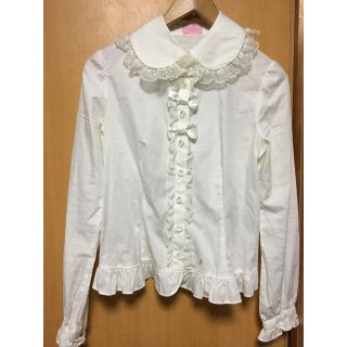 アンジェリックプリティー(Angelic Pretty)のAngelic pretty チュールレースリボンブラウス 白(シャツ/ブラウス(長袖/七分))