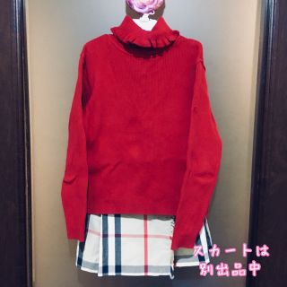 バーバリー(BURBERRY)のBURBERRY♡120♡ハイネックリブカットソー♡長袖♡赤朱♡日本製♡110♡(Tシャツ/カットソー)