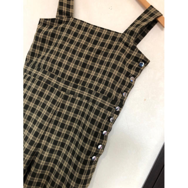 Kastane(カスタネ)のkastane★チェック裾ゴムオールインワン★ レディースのパンツ(オールインワン)の商品写真