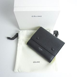 セリーヌ(celine)の美品★【セリーヌ 】三つ折り財布 レザー ブラック 正規品(財布)