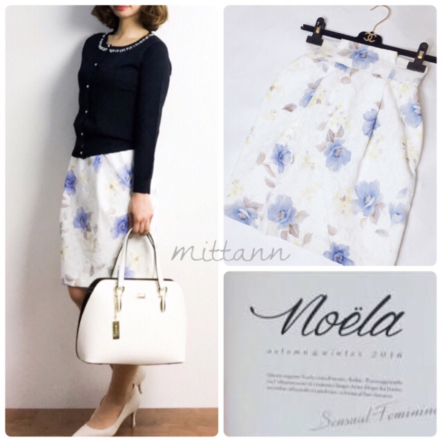 Noela(ノエラ)の【美人百花・andGIRL 掲載】Noela レース花柄 タイトスカート 美品 レディースのスカート(ひざ丈スカート)の商品写真