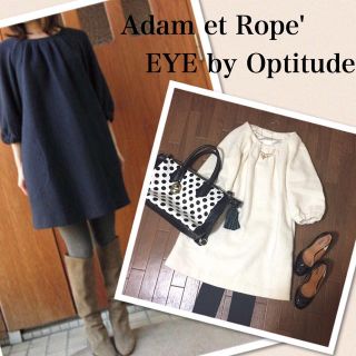 アダムエロぺ(Adam et Rope')のアンゴラツイードワンピース(ミニワンピース)