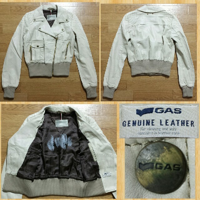 GAS(ガス)のGAS ガス レディース ダブルライダースジャケット 超レア 40 本革 レディースのジャケット/アウター(ライダースジャケット)の商品写真