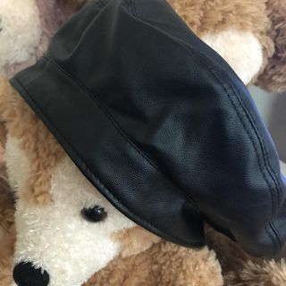 マウジー(moussy)のmoussy フェイクレザー ベレー帽 黒(ハンチング/ベレー帽)