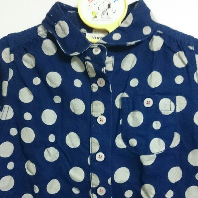 JUNK STORE(ジャンクストアー)のJUNK STORE ドット シャツワンピース 100 ネイビー ジャンクストア キッズ/ベビー/マタニティのキッズ服女の子用(90cm~)(ワンピース)の商品写真