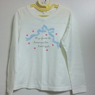 サンカンシオン(3can4on)の新品タグ付き 3can4on サンカンシオン ロンＴ 130  長袖 ホワイト☆(Tシャツ/カットソー)