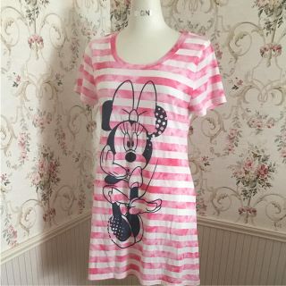 ディズニー(Disney)のDisney 可愛いすぎるミニーロング丈Tシャツ(Tシャツ(半袖/袖なし))