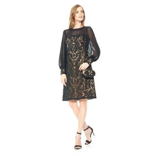 タダシショウジ(TADASHI SHOJI)の新品　Tadashi Shoji ドレス 膝丈ワンピース ブラック　総レース(ひざ丈ワンピース)