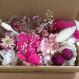 21 ホワイト＆ピンク 花材 アソートボックス(プリザーブドフラワー)