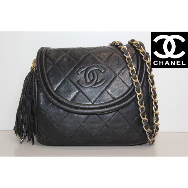 CHANEL - ヴィンテージ シャネル マトラッセ フリンジ チェーンショルダーバッグ 斜め掛け