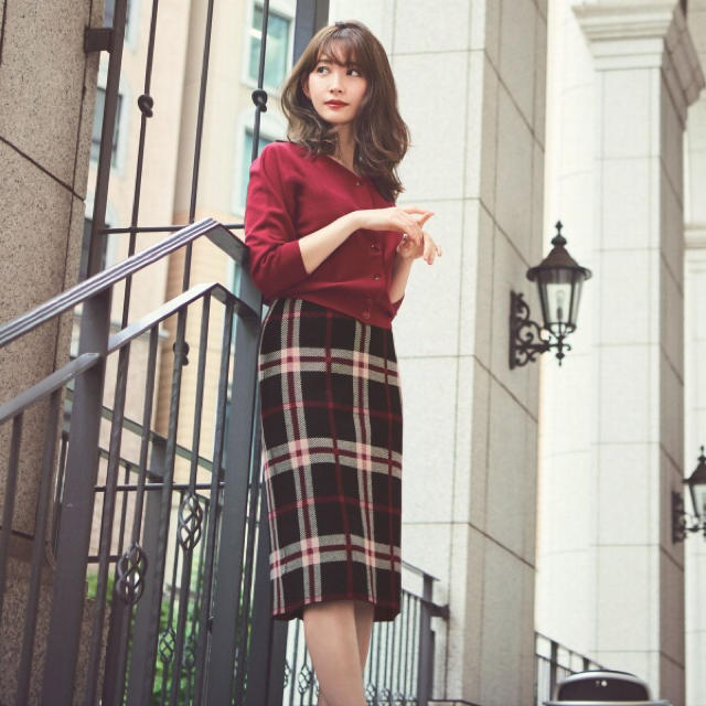 新品♡リランドチュール 前後2wayニット&チェックジャガードスカートSET