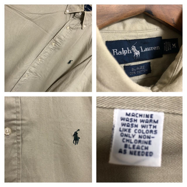 Ralph Lauren(ラルフローレン)の古着 90s ラルフローレン BD シャツ ベージュ カーキ メンズのトップス(シャツ)の商品写真