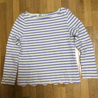 ドットアンドストライプスチャイルドウーマン(Dot&Stripes CHILDWOMAN)の裾スカラッププルオーバー   白×(カットソー(長袖/七分))