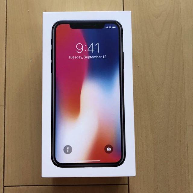 新品 未使用　Apple iPhoneX 64GB スペースグレイ SIMﾌﾘｰ