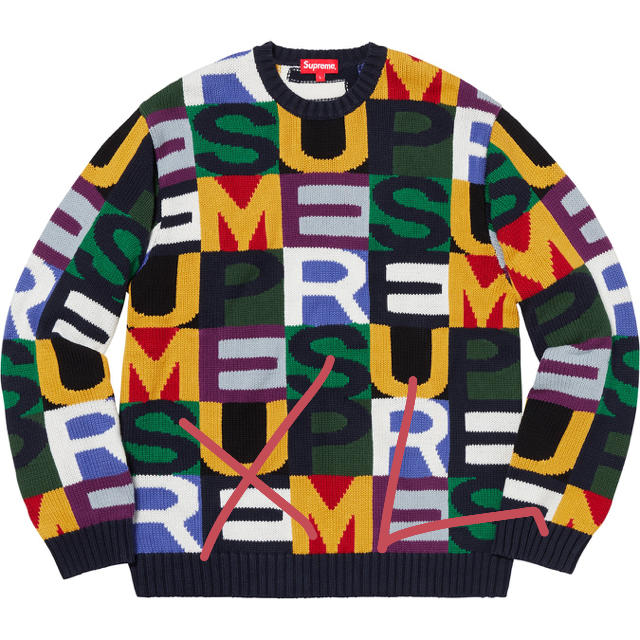 【 XL 】Supreme Big Letters Sweater マルチ
