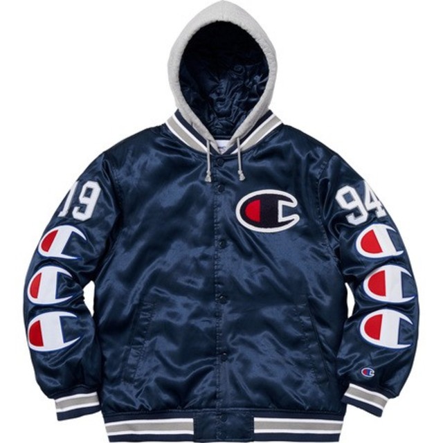 Supreme Champion Satin Varsity JacketNavyネイビーSIZE