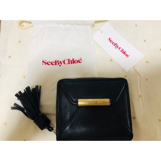 シーバイクロエ(SEE BY CHLOE)のSeeByChloe’ 二つ折財布 黒 cherry(財布)