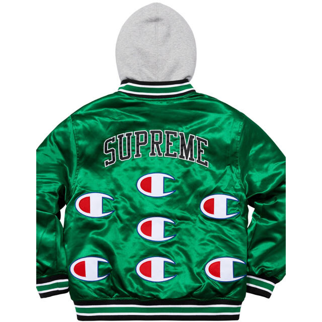 Supreme(シュプリーム)のsupreme champion hooded satin green m メンズのジャケット/アウター(ナイロンジャケット)の商品写真