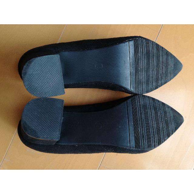 ポインテッドトゥ チャンキーヒール パンプス BLACK　5センチヒール レディースの靴/シューズ(ハイヒール/パンプス)の商品写真