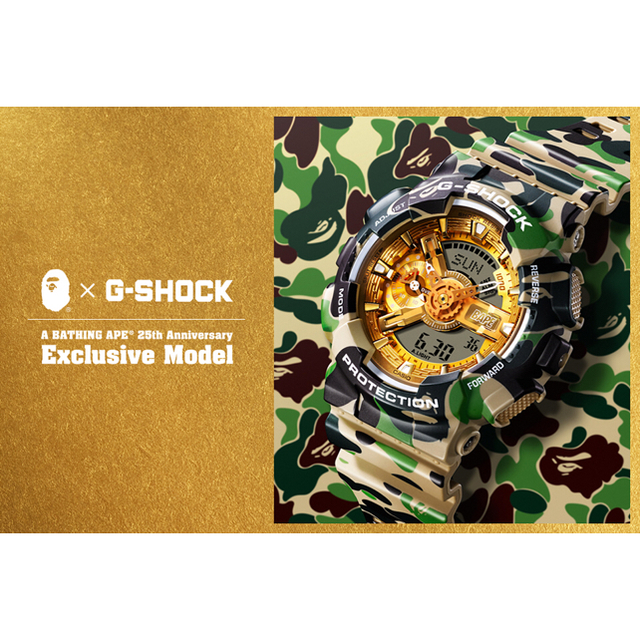 A BATHING APE(アベイシングエイプ)の2個セット A BATHING APE G-SHOCK コラボ 25周年 XXV メンズの時計(腕時計(デジタル))の商品写真