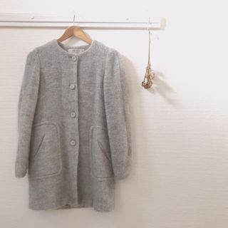 ザラ(ZARA)のグレージュのノーカラーコート/ZARA/XS/送料込み(ロングコート)