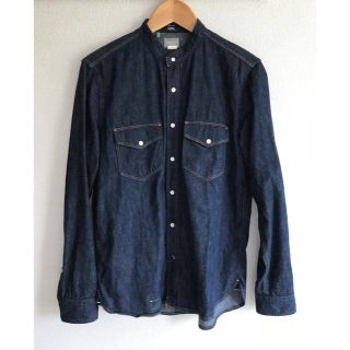 デラックス(DELUXE)のDELUXE CLOTHING ノーカラー デニムシャツ Mサイズ(シャツ)