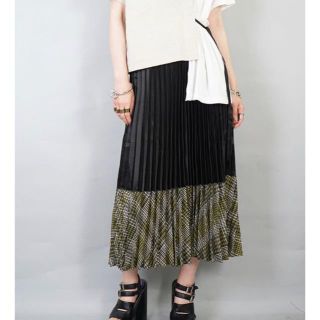 ミッドウエスト(MIDWEST)のHELK PLAID HEM PLEATS SKIRT(ロングスカート)