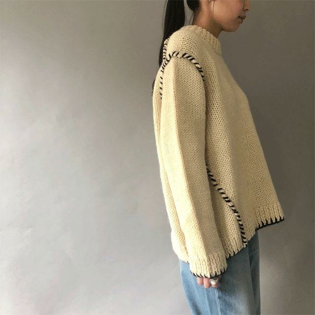 新品未使用タグ付き HAKUJI　knit 手編みニット　ホワイト
