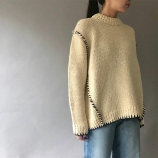 新品未使用タグ付き HAKUJI　knit 手編みニット　ホワイト(ニット/セーター)