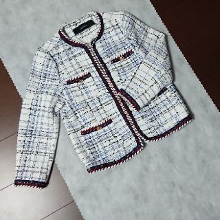 ザラ(ZARA)のZARA☆ツイードジャケット 新品未使用(ノーカラージャケット)