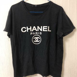 シャネル CHANEL カットソー Tシャツ 半袖 丸首 ワッペン 花 スパンコ