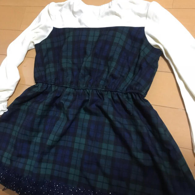 axes femme(アクシーズファム)の新品！タグ付き！チェック リボン ワンピース キッズ/ベビー/マタニティのキッズ服女の子用(90cm~)(ワンピース)の商品写真