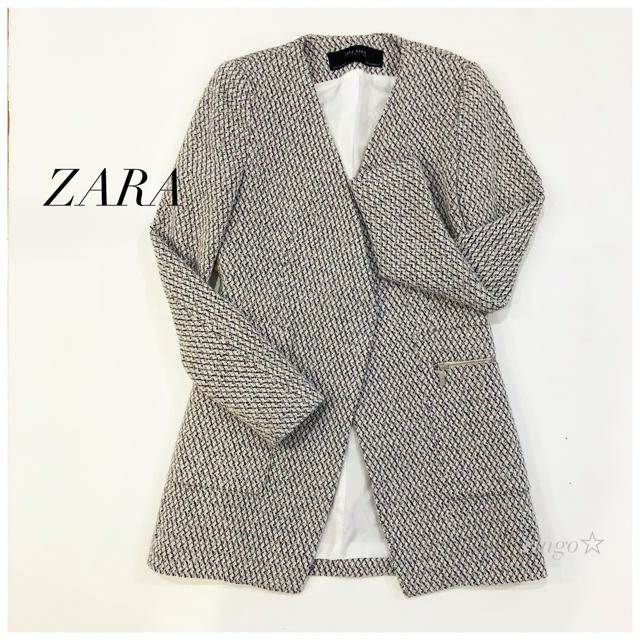 ZARA(ザラ)のZARA BASICザラ＊ノーカラー Vネックジャケット コート レディースのジャケット/アウター(ノーカラージャケット)の商品写真