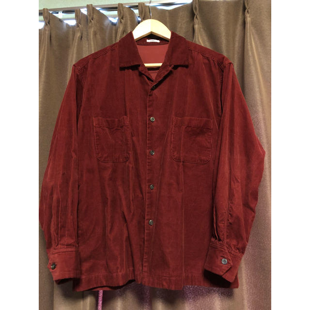 COMOLI(コモリ)のKAIKO OPEN COLLAR SHIRT CORDUROY ワインレッド メンズのトップス(シャツ)の商品写真