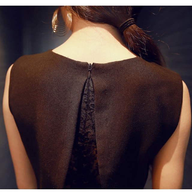 ブラックドレス レディースのフォーマル/ドレス(ミディアムドレス)の商品写真
