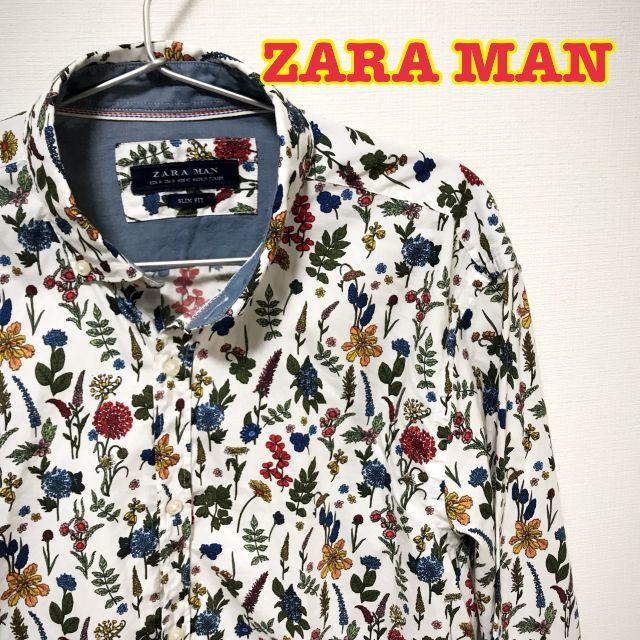 ZARA(ザラ)の【中古】ZARA MAN　ザラマン　シャツ　ボタニカル　白 メンズのトップス(シャツ)の商品写真