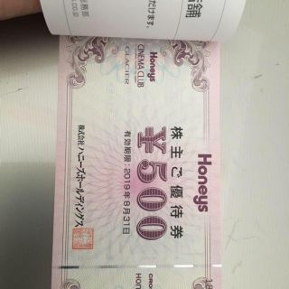 ハニーズ(HONEYS)のハニーズ株主優待 500円(ショッピング)