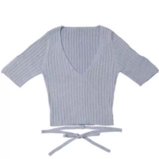 アリシアスタン(ALEXIA STAM)のWaist Ribbon Ribbed Knit Top(カットソー(半袖/袖なし))