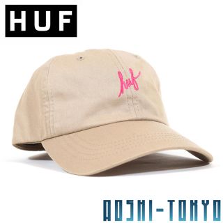 ハフ(HUF)の◆HUF スクリプト ロゴ カーブキャップ /カーキー/(キャップ)